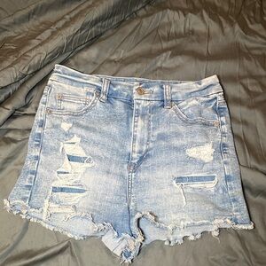 American Eagle Outfitters Ripped Light Blue Jean Shorts
